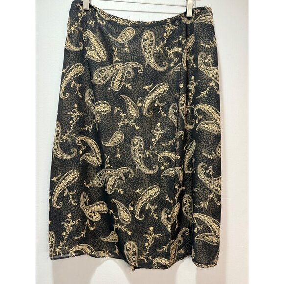 Vintage 90's Y2K Reversible Wrap Midi Skirt With Paisley & Abstract Print Black - Picture 2 of 6